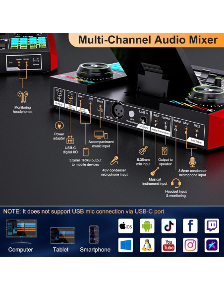 Paquete de Micrófono BM800 con Mezclador G10 para Podcast