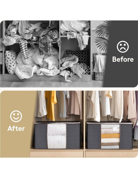 Contenedores de Almacenamiento Lifewit 6 Piezas 60L Gris