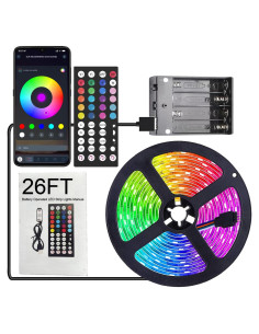 Tira LED RGB a pilas 8 metros con control remoto y APP