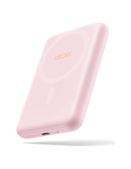 Cargador Portátil Inalámbrico Magnético 10000mAh Qecvec Rosa Cargador Portátil Inalámbrico Magnético 10000mAh Qecvec Rosa