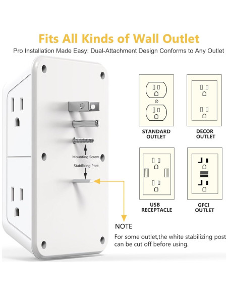 Extensor de Enchufe de Pared ZHONGSHAN 6 Salidas 4 USB Carga Rápida