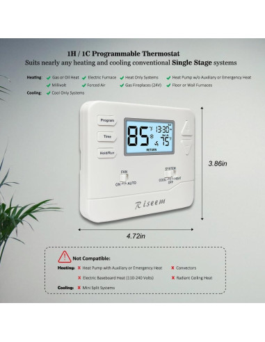 Termostato Digital Programable Riseem STN605 Blanco 24V