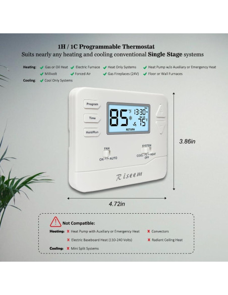 Termostato Digital Programable Riseem STN605 Blanco 24V