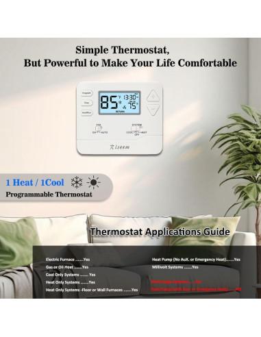 Termostato Digital Programable Riseem STN605 Blanco 24V