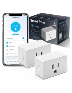 Paquete de 2 Enchufes Inteligentes MMU WiFi 15A Control por Voz