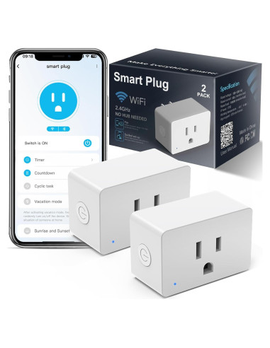 Paquete de 2 Enchufes Inteligentes MMU WiFi 15A Control por Voz