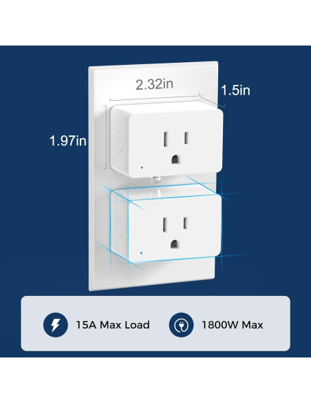 Paquete de 2 Enchufes Inteligentes MMU WiFi 15A Control por Voz