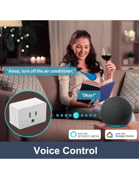 Paquete de 2 Enchufes Inteligentes MMU WiFi 15A Control por Voz