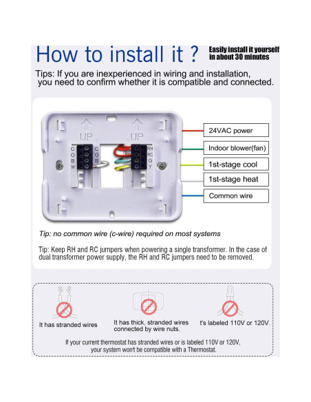 Termostato No Programable Aowel AW701 1H/1C con Pantalla LCD