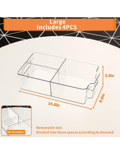 Paquete de 4 Contenedores Organizadores Transparentes Cq Acrílico 37.6x21.8x9.9 cm 2