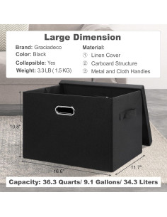 Contenedores de Almacenamiento Graciadeco 36L Plegables 3 Pzas 2