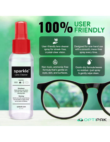 Kit de Limpieza de Gafas OPTIPAK - 2 Spray 60ml + 2 Paños
