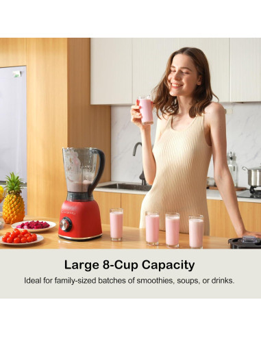 Mezclador Profesional CKEMU 8 Tazas 25,000RPM Rojo Libre BPA