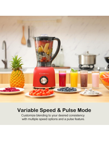Mezclador Profesional CKEMU 8 Tazas 25,000RPM Rojo Libre BPA