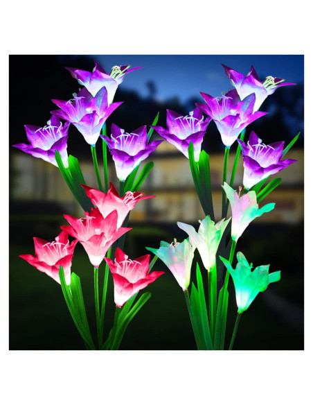 Luces Solares de Jardín KOOPER - Paquete de 4 Flores Lirio Luces Solares de Jardín KOOPER - Paquete de 4 Flores Lirio