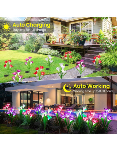 Luces Solares de Jardín KOOPER - Paquete de 4 Flores Lirio