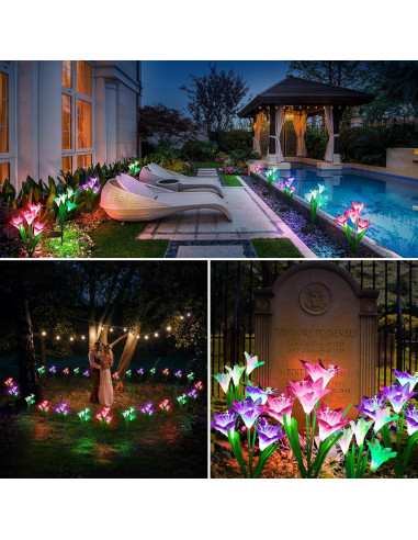 Luces Solares de Jardín KOOPER - Paquete de 4 Flores Lirio