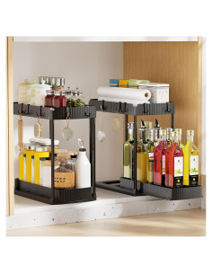 Organizador Bajo Fregadero Sthumsup Expandible 2 Niveles Negro