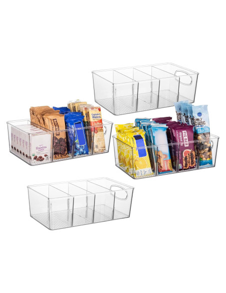Bins de Plástico ClearSpace 4 Paquete con Divisores