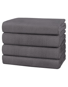 Juego de 4 Toallas de Baño HOMEXCEL Microfibra 76x152 cm Gris