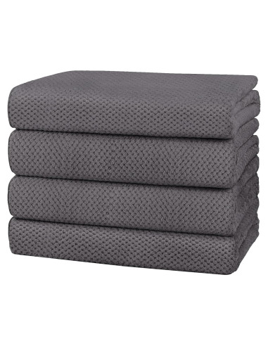 Juego de 4 Toallas de Baño HOMEXCEL Microfibra 76x152 cm Gris