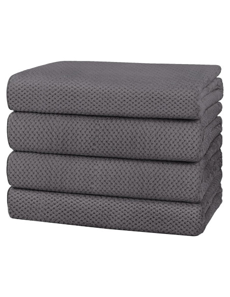 Juego de 4 Toallas de Baño HOMEXCEL Microfibra 76x152 cm Gris