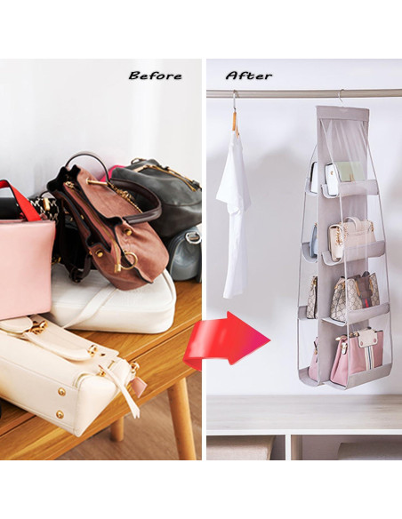 Organizador de Bolsos Colgante AARAINBOW 8 Bolsillos Gris