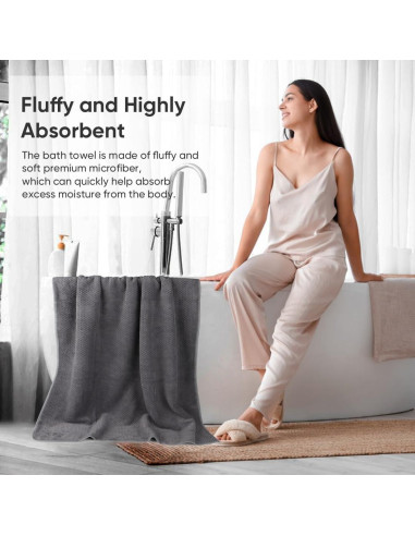 Juego de 4 Toallas de Baño HOMEXCEL Microfibra 76x152 cm Gris