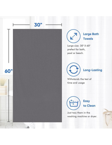 Juego de 4 Toallas de Baño HOMEXCEL Microfibra 76x152 cm Gris