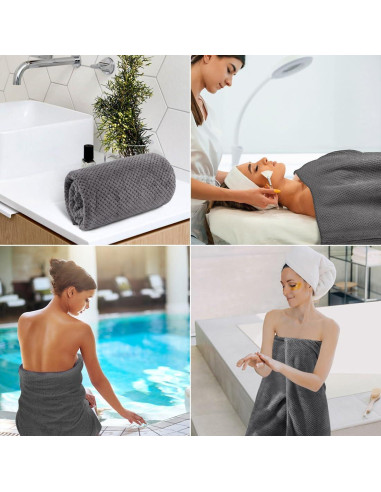 Juego de 4 Toallas de Baño HOMEXCEL Microfibra 76x152 cm Gris