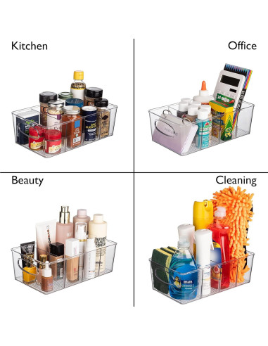 Bins de Plástico ClearSpace 4 Paquete con Divisores