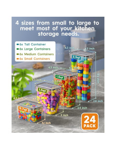 Contenedores de Almacenamiento Herméticos KEMETHY 24 Pcs 2