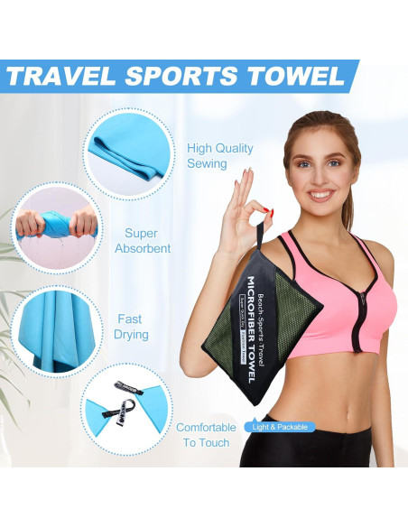 4 Toallas de Microfibra VitalCozy 60x122 cm Secado Rápido