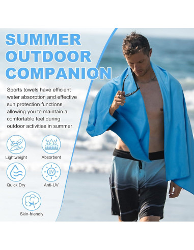 4 Toallas de Microfibra VitalCozy 60x122 cm Secado Rápido