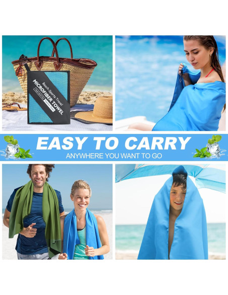 4 Toallas de Microfibra VitalCozy 60x122 cm Secado Rápido