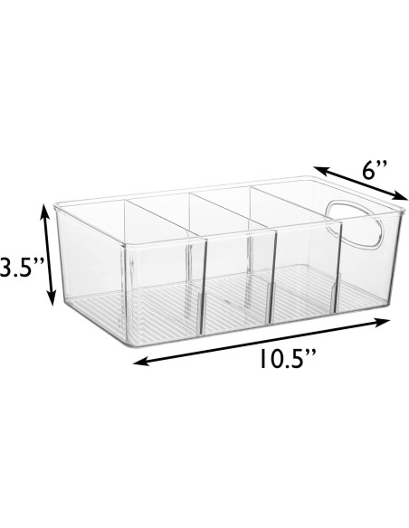 Bins de Plástico ClearSpace 4 Paquete con Divisores
