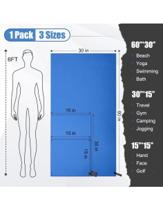 Toalla de Secado Rápido Haoteey 3 Tamaños Microfibra Azul 2