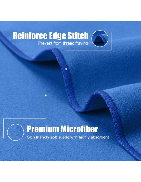 Toalla de Secado Rápido Haoteey 3 Tamaños Microfibra Azul
