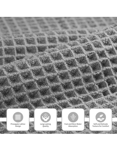 Conjunto de Toallas de Baño Microfibra Gris 3 Piezas Waffle