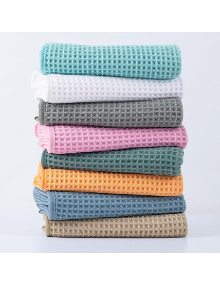 Conjunto de Toallas de Baño Microfibra Gris 3 Piezas Waffle