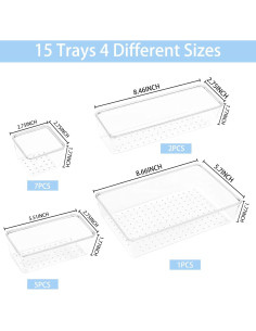Juego de Organizadores de Cajones Manalete 15 Piezas Transparente 2