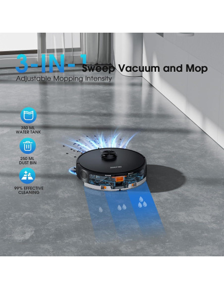 Robot Aspirador y Mopa SHELIKI D60S con Navegación LiDAR 4000Pa Robot Aspirador y Mopa SHELIKI D60S con Navegación LiDAR 4000Pa