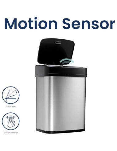 Basurero Automático Ninestars DZT-12-5 12L Inoxidable Negro