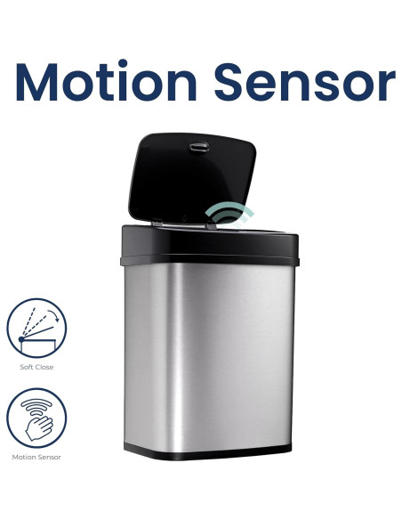 Basurero Automático Ninestars DZT-12-5 12L Inoxidable Negro