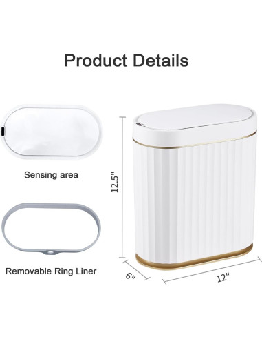 Basurero Automático ELPHECO 2 Galones Sensor Movimiento Dorado