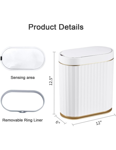 Basurero Automático ELPHECO 2 Galones Sensor Movimiento Dorado