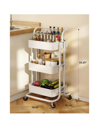 Carro de Utilidad Rodante Pipishell 3 Niveles Blanco