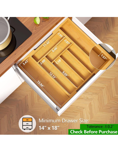 Organizador de Cajones Pipishell de Bambú Ajustable 49.8 cm