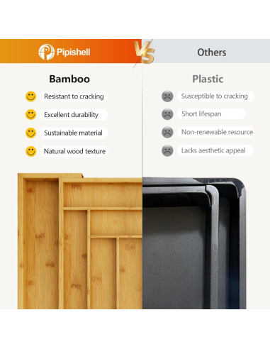 Organizador de Cajones Pipishell de Bambú Ajustable 49.8 cm