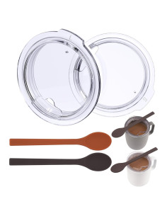 Set de 2 Tapas de Taza y 2 Cucharas de Silicona Kiicii